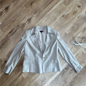 Ann Taylor Light Gray Single-Button Blazer